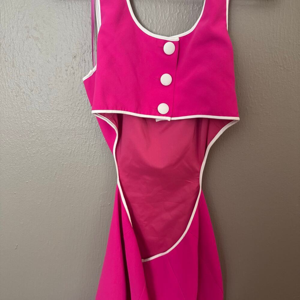 AMANDA UPRICHARD Beeba Dress Hot Pink and White Mini Size Medium - Picture 5 of 7